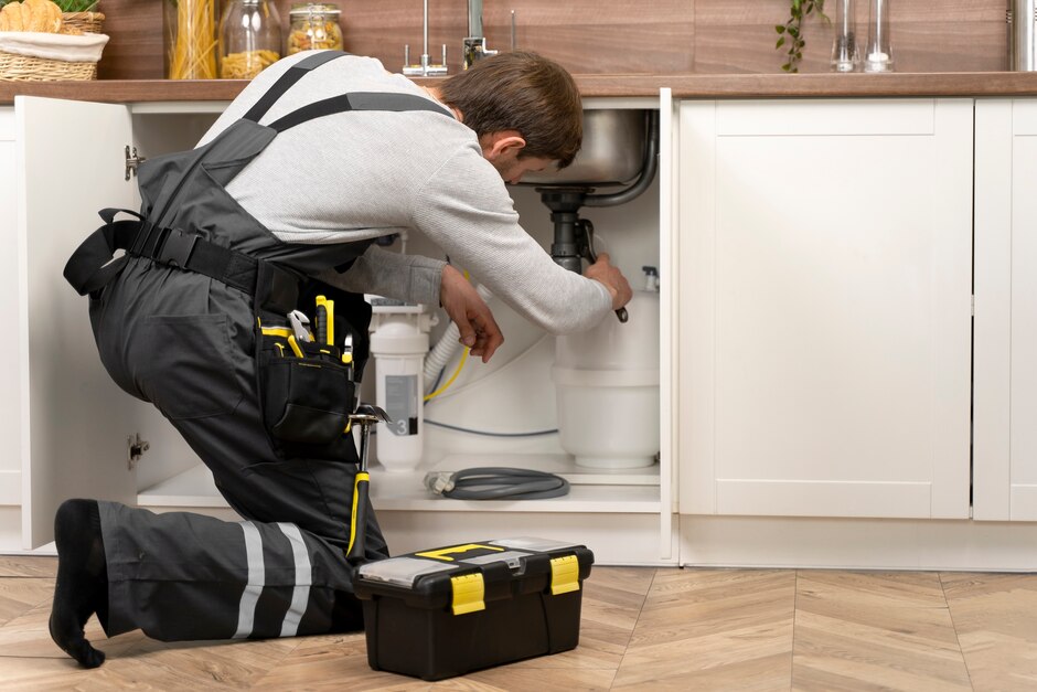 Residential Plumbing Services 1 Plumber repairing residential plumbing in a Kingston home