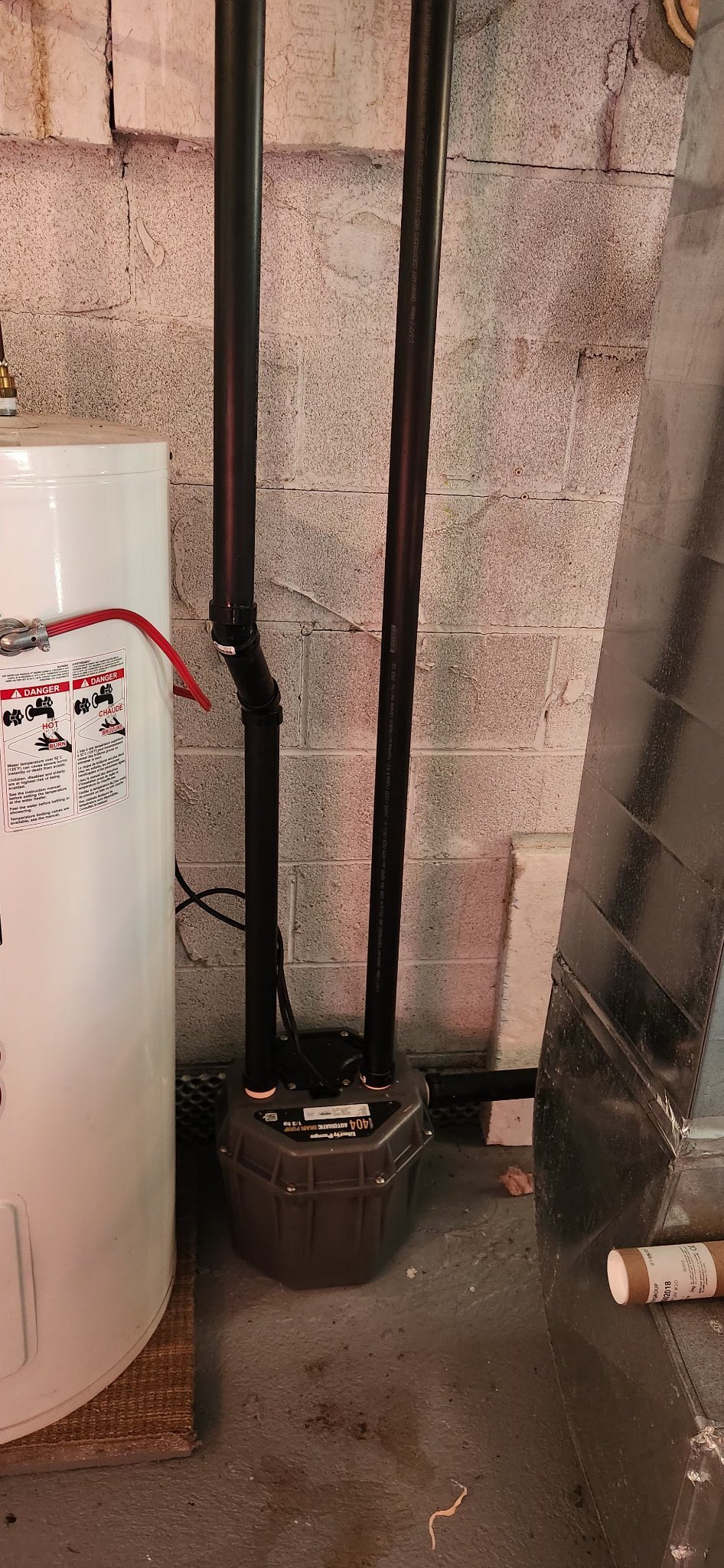 Sewage ejector pump installed